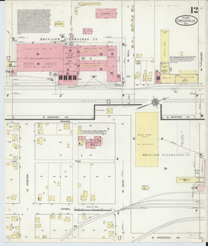 Sanborn Fire Insurance Map from Circleville, Pickaway County, Ohio (1914), Sheet #0012 - Historic Sanborn Fire Insurance Map Print, vintage old map wall art, antique decor, genealogy gift, Ohio Ohio map