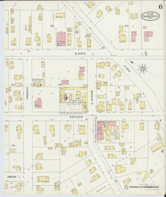 Sanborn Fire Insurance Map from Painesville, Lake County, Ohio (1898), Sheet #0006 - Historic Sanborn Fire Insurance Map Print, vintage old map wall art, antique decor, genealogy gift, Ohio Ohio map