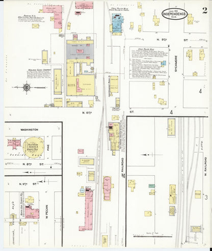 Sanborn Fire Insurance Map from Independence, Montgomery County, Kansas (1910), Sheet #0002 - Complete Map Set gallery image, historic Sanborn map, vintage wall art, Kansas Kansas