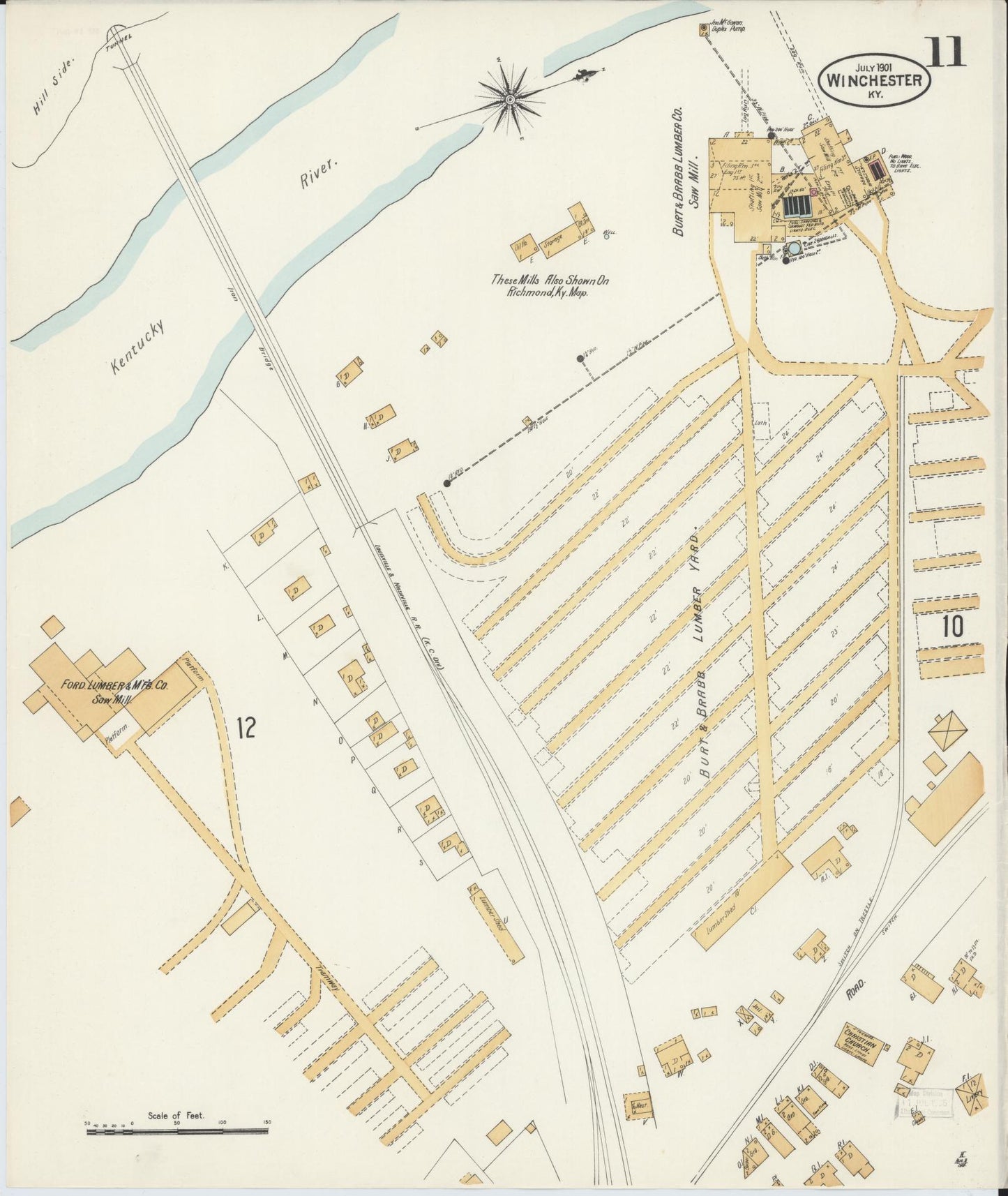 Sanborn Fire Insurance Map from Winchester, Clark County, Kentucky (1901), Sheet #0011 - Complete Map Set gallery image, historic Sanborn map, vintage wall art, Kentucky Kentucky