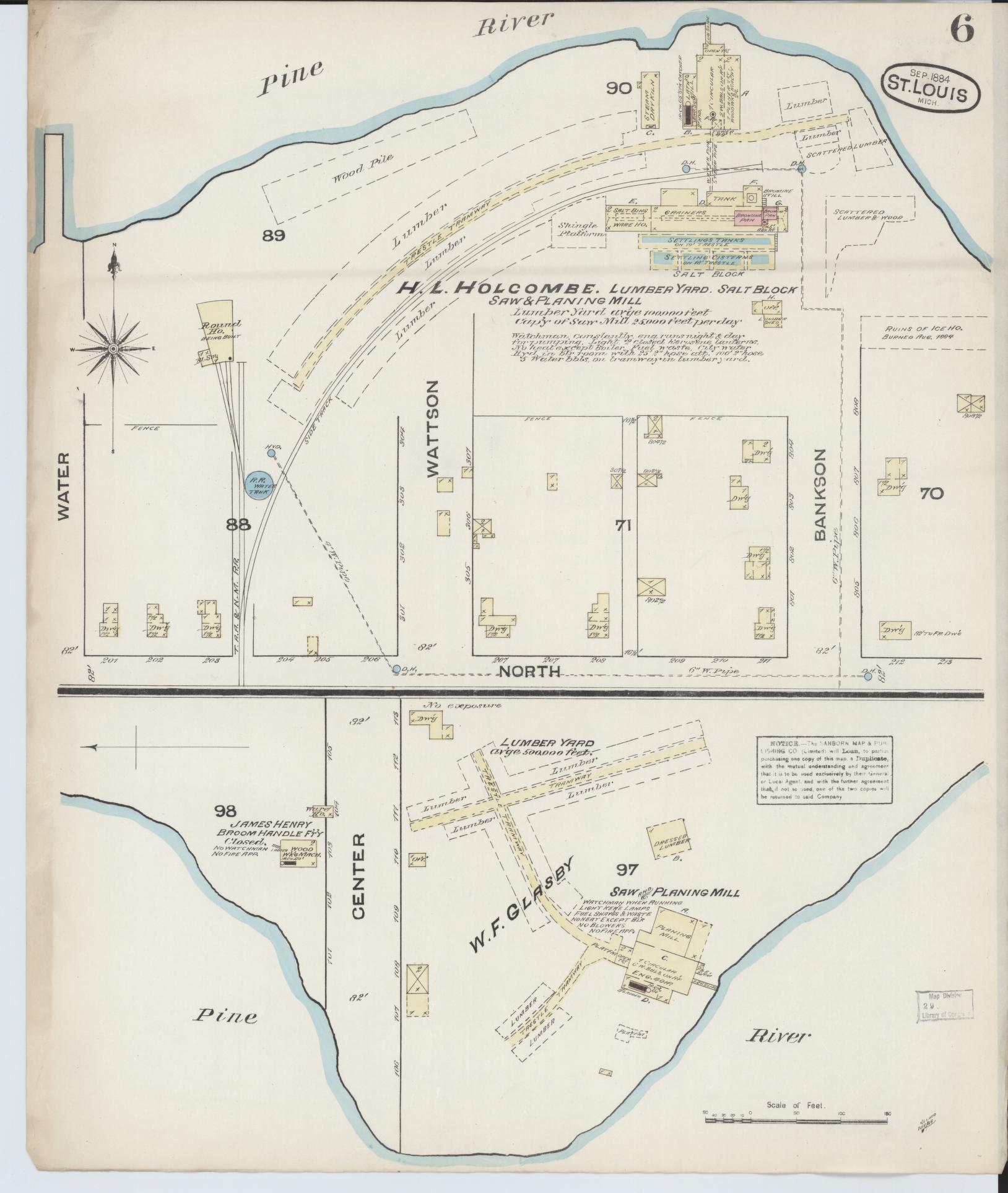 Sanborn Fire Insurance Map from Saint Louis, Gratiot County, Michigan (1884), Sheet #0006 - Complete Map Set gallery image, historic Sanborn map, vintage wall art, Michigan Michigan