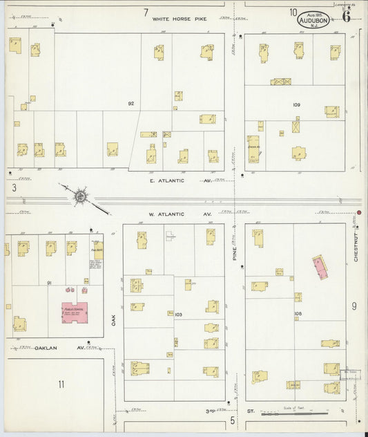 Sanborn Fire Insurance Map from Audubon, Camden County, New Jersey (1915), Sheet #0006 - Historic Sanborn Fire Insurance Map Print, vintage old map wall art, antique decor, genealogy gift, New Jersey New Jersey map