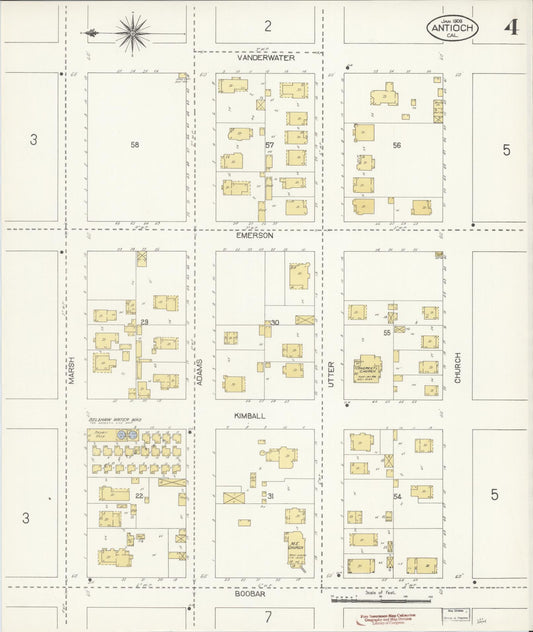 Sanborn Fire Insurance Map from Antioch, Contra Costa County, California (1908), Sheet #0004 - Historic Sanborn Fire Insurance Map Print, vintage old map wall art, antique decor, genealogy gift, California California map