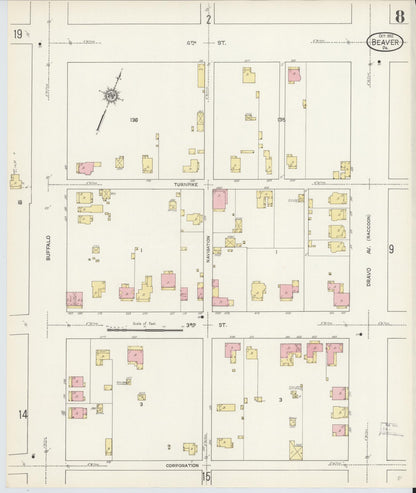 Sanborn Fire Insurance Map from Beaver, Beaver County, Pennsylvania (1912), Sheet #0008 - Complete Map Set gallery image, historic Sanborn map, vintage wall art, Pennsylvania Pennsylvania