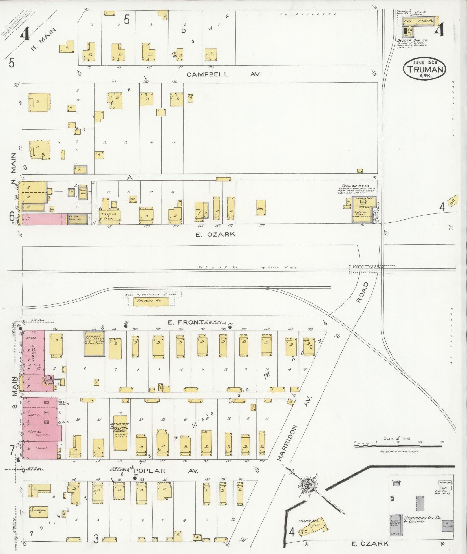 Sanborn Fire Insurance Map from Truman, Poinsett County, Arkansas (1926), Sheet #0004 - Complete Map Set gallery image, historic Sanborn map, vintage wall art, Arkansas Arkansas