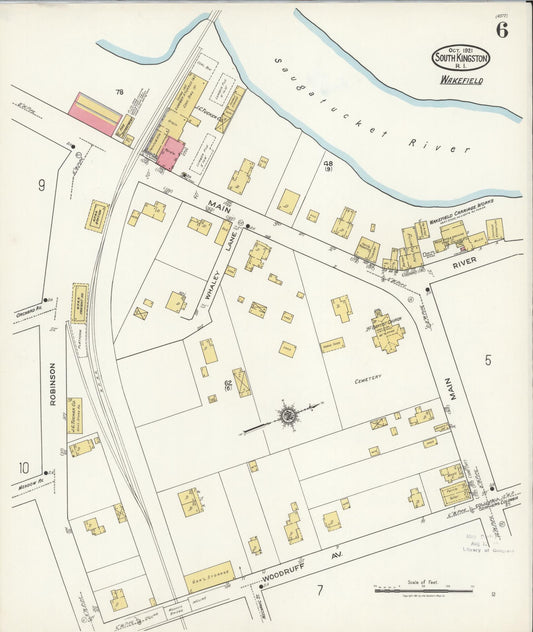 Sanborn Fire Insurance Map from South Kingstown, Washington County, Rhode Island (1921), Sheet #0006 - Historic Sanborn Fire Insurance Map Print, vintage old map wall art, antique decor, genealogy gift, Rhode Island Rhode Island map