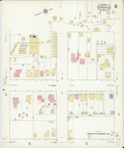 Sanborn Fire Insurance Map from Henderson, Henderson County, Kentucky (1913), Sheet #0008 - Complete Map Set gallery image, historic Sanborn map, vintage wall art, Kentucky Kentucky