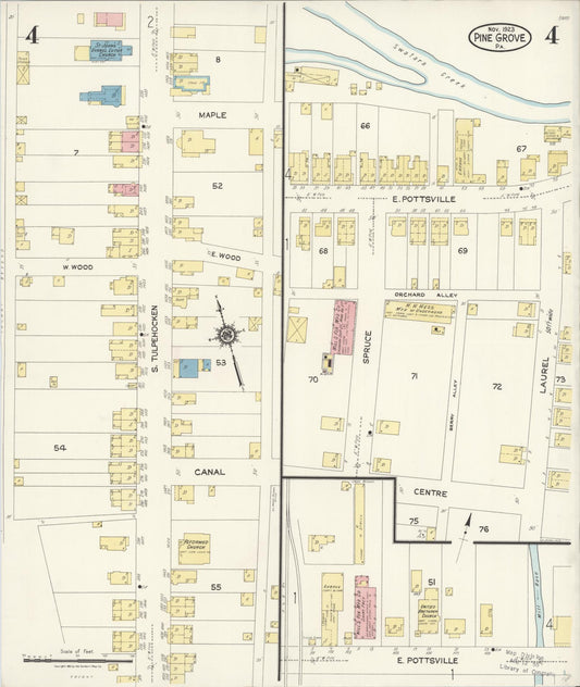 Sanborn Fire Insurance Map from Pine Grove, Schuylkill County, Pennsylvania (1923), Sheet #0004 - Historic Sanborn Fire Insurance Map Print, vintage old map wall art, antique decor, genealogy gift, Pennsylvania Pennsylvania map