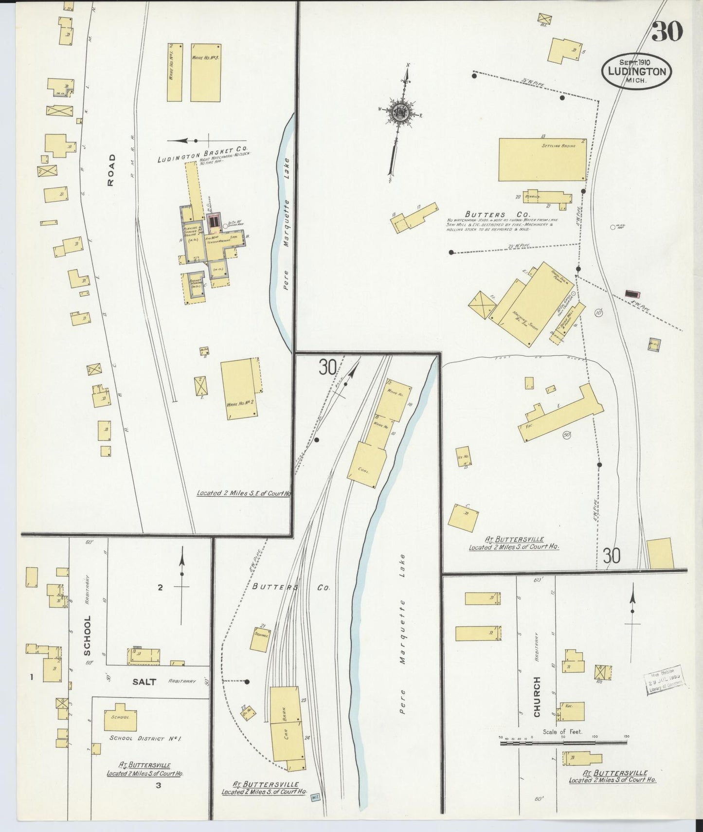 Sanborn Fire Insurance Map from Ludington, Mason County, Michigan (1910), Sheet #0030 - Complete Map Set gallery image, historic Sanborn map, vintage wall art, Michigan Michigan