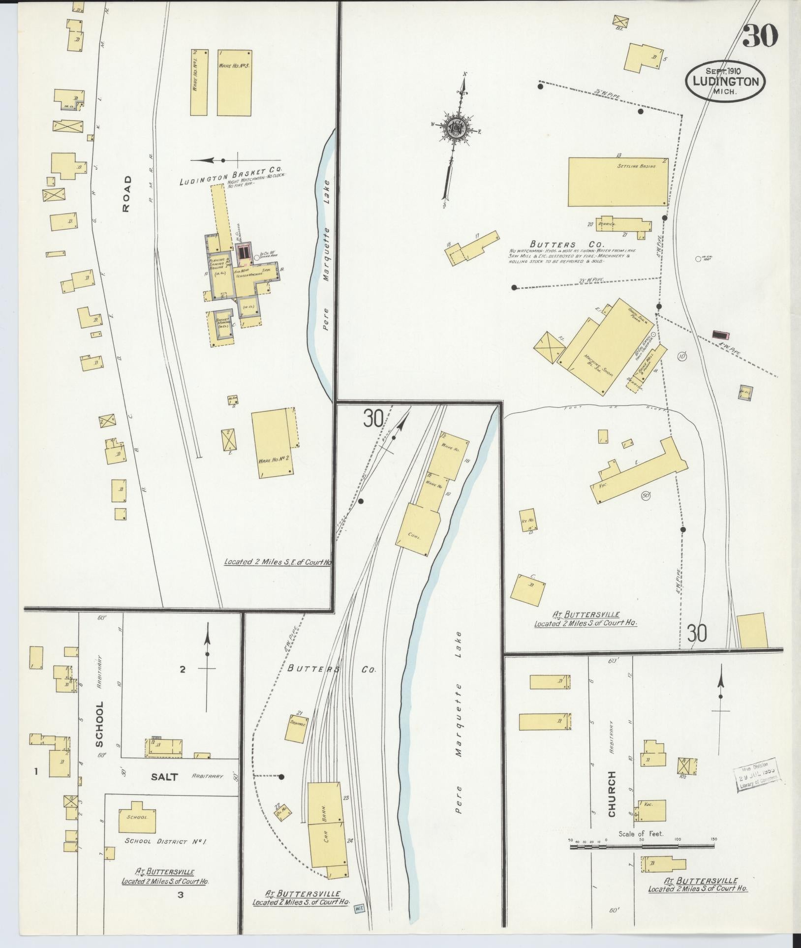 Sanborn Fire Insurance Map from Ludington, Mason County, Michigan (1910), Sheet #0030 - Complete Map Set gallery image, historic Sanborn map, vintage wall art, Michigan Michigan