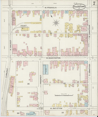 Sanborn Fire Insurance Map from Hagerstown, Washington County, Maryland (1887), Sheet #0007 - Complete Map Set gallery image, historic Sanborn map, vintage wall art, Maryland Maryland