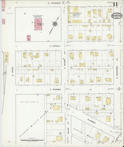 Sanborn Fire Insurance Map from Norman, Cleveland County, Oklahoma (1918), Sheet #0011 - Complete Map Set gallery image, historic Sanborn map, vintage wall art, Oklahoma Oklahoma