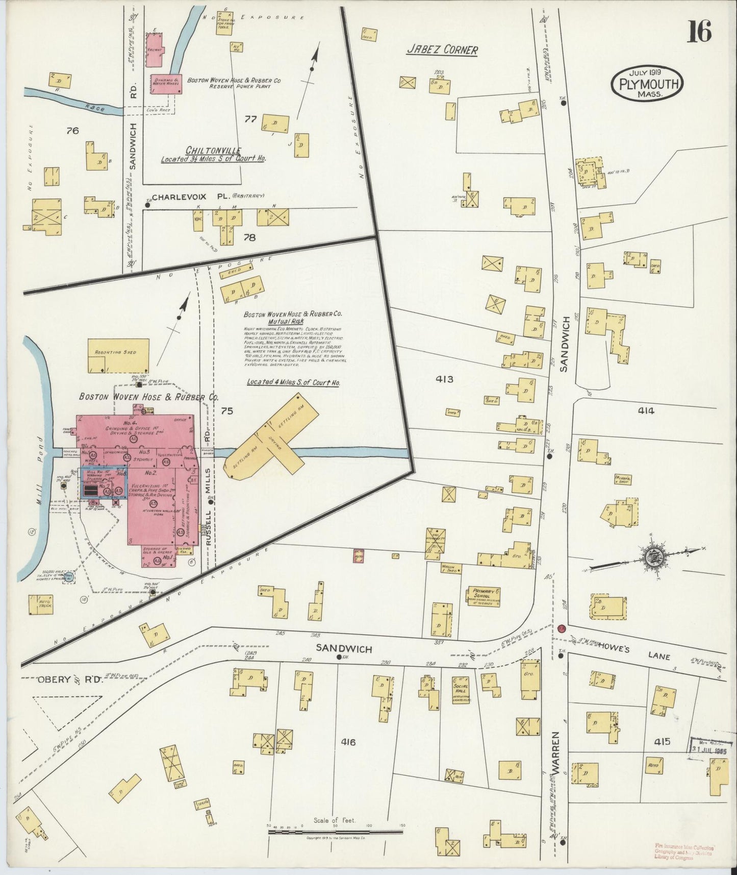 Sanborn Fire Insurance Map from Plymouth, Plymouth County, Massachusetts (1919), Sheet #0016 - Complete Map Set gallery image, historic Sanborn map, vintage wall art, Massachusetts Massachusetts