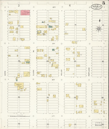 Sanborn Fire Insurance Map from Republic, Ferry County, Washington (1901), Sheet #0005 - Complete Map Set gallery image, historic Sanborn map, vintage wall art, Washington Washington