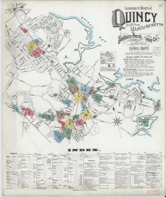 Sanborn Fire Insurance Map from Quincy, Norfolk County, Massachusetts. (1901) – Historic Sanborn Fire Insurance Map Print