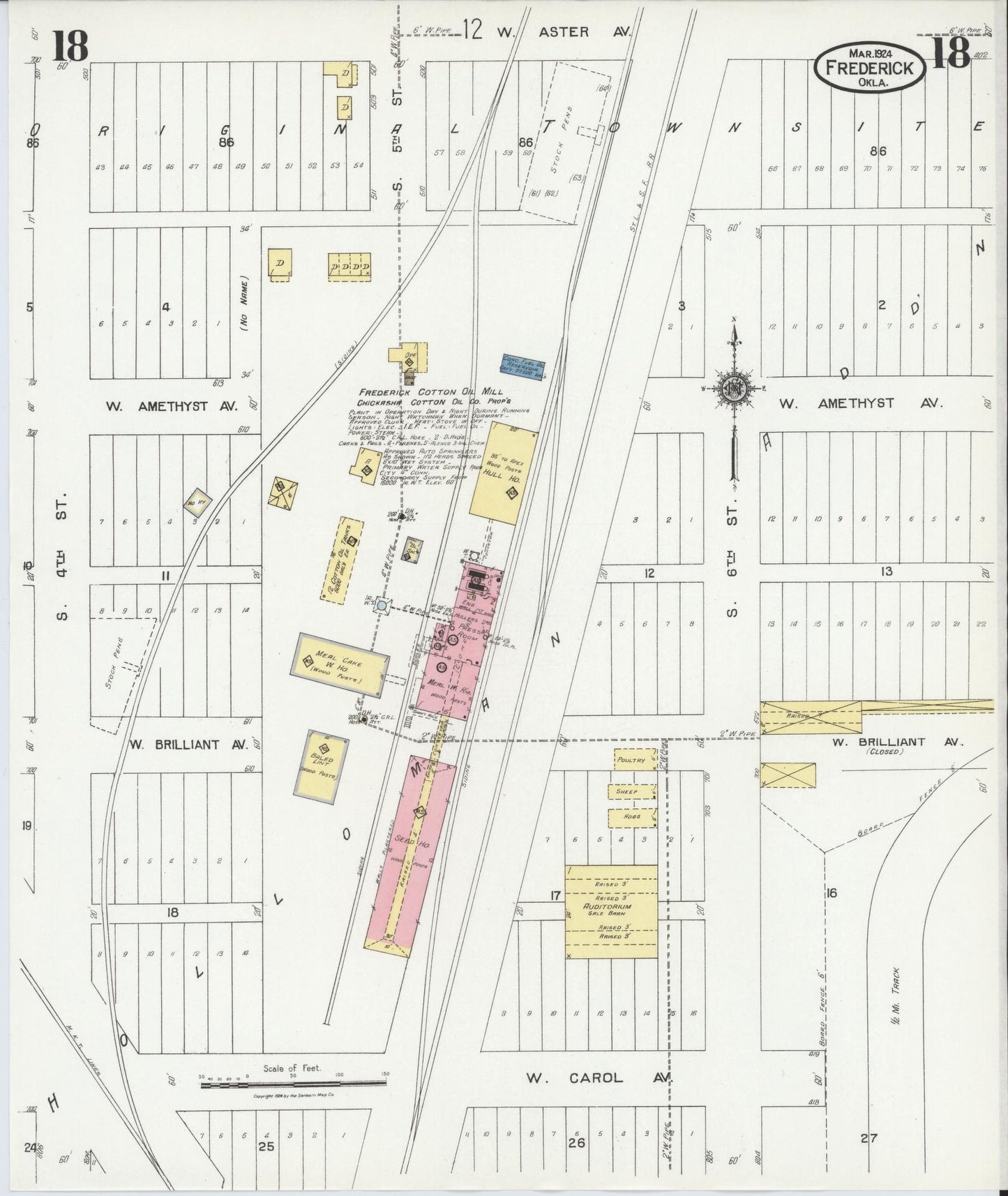 Sanborn Fire Insurance Map from Frederick, Tillman County, Oklahoma (1924), Sheet #0018 - Historic Sanborn Fire Insurance Map Print, vintage old map wall art, antique decor, genealogy gift, Oklahoma Oklahoma map