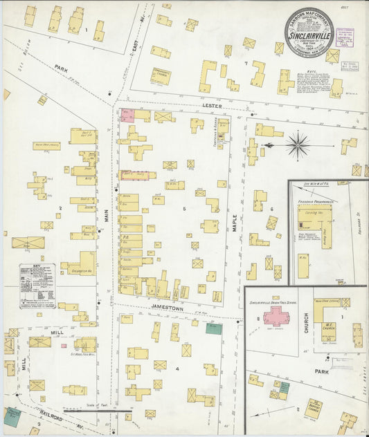 Sanborn Fire Insurance Map from Sinclairville, Chautauqua County, New York (1904), Sheet #0001 - Historic Sanborn Fire Insurance Map Print, vintage old map wall art, antique decor, genealogy gift, New York New York map