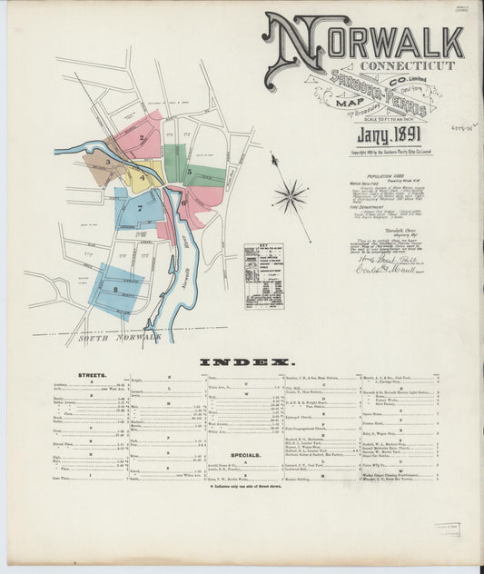 Sanborn Fire Insurance Map from Norwalk, Fairfield County, Connecticut. (1891) – Historic Sanborn Fire Insurance Map Print