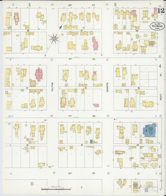 Sanborn Fire Insurance Map from Red Wing, Goodhue County, Minnesota (1902), Sheet #0012 - Historic Sanborn Fire Insurance Map Print, vintage old map wall art, antique decor, genealogy gift, Minnesota Minnesota map