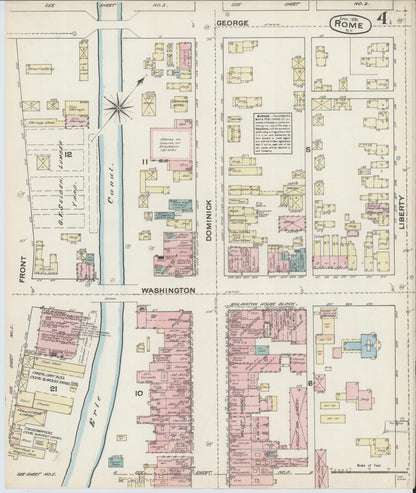 Sanborn Fire Insurance Map from Rome, Oneida County, New York (1884), Sheet #0004 - Historic Sanborn Fire Insurance Map Print, vintage old map wall art, antique decor, genealogy gift, New York New York map