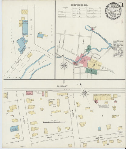 Sanborn Fire Insurance Map from Phelps, Ontario County, New York (1894), Sheet #0001 - Complete Map Set gallery image, historic Sanborn map, vintage wall art, New York New York