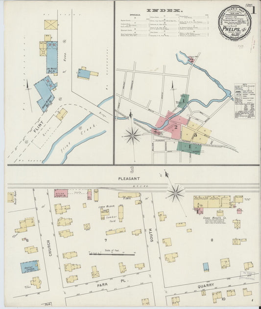 Sanborn Fire Insurance Map from Phelps, Ontario County, New York (1894), Sheet #0001 - Complete Map Set gallery image, historic Sanborn map, vintage wall art, New York New York