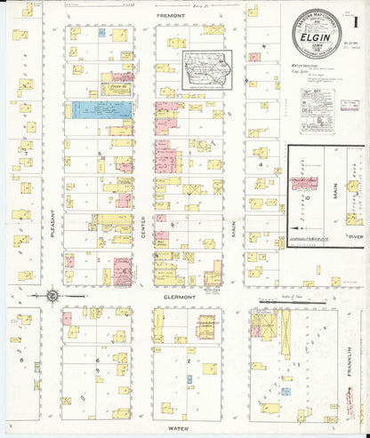 Sanborn Fire Insurance Map from Elgin, Fayette County, Iowa (1915), Sheet #0001 - Historic Sanborn Fire Insurance Map Print