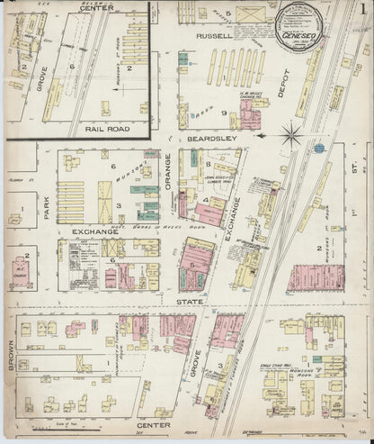 Sanborn Fire Insurance Map from Geneseo, Henry County, Illinois (1886), Sheet #0001 - Historic Sanborn Fire Insurance Map Print, vintage old map wall art, antique decor, genealogy gift, Illinois Illinois map