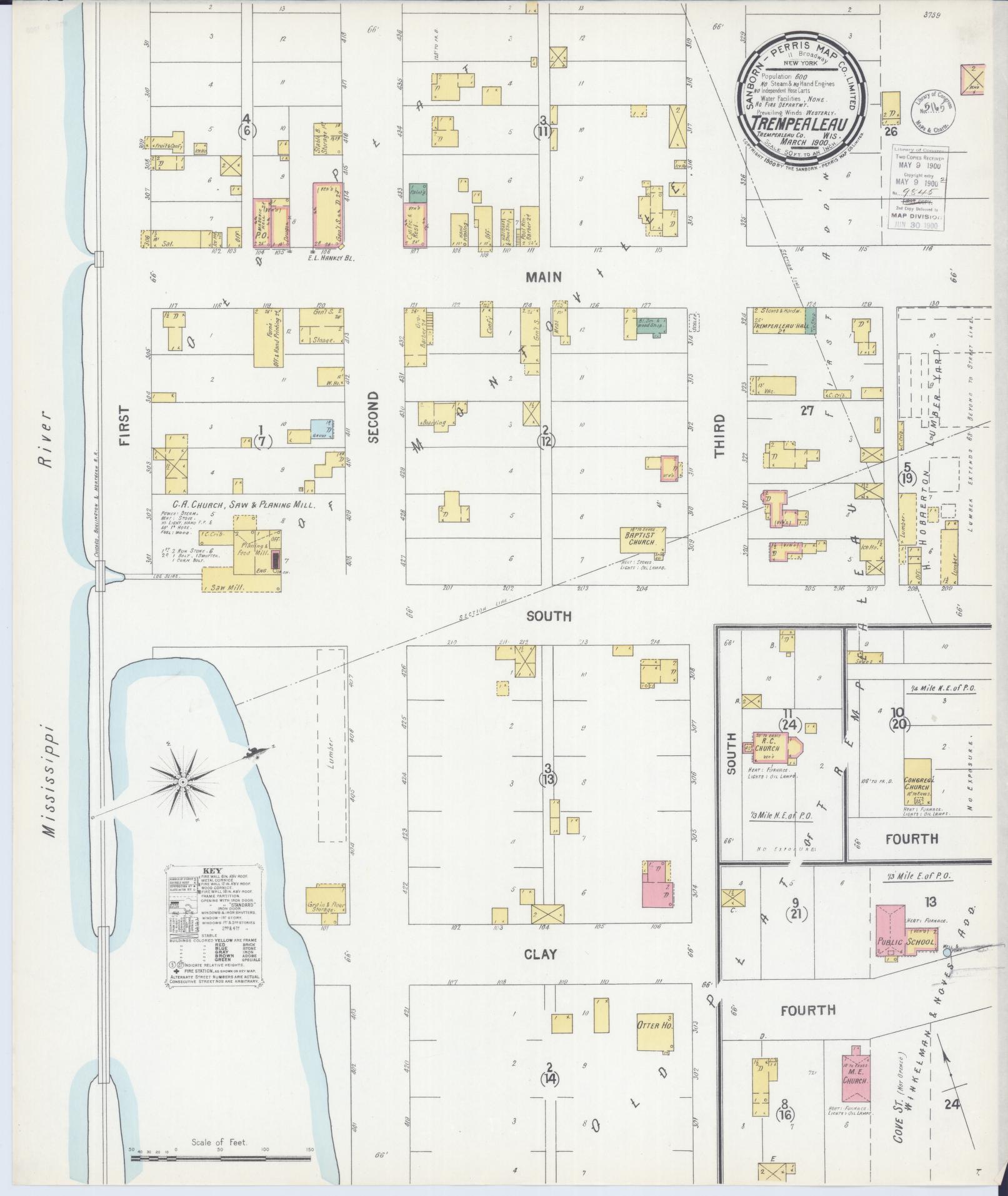 Sanborn Fire Insurance Map from Trempealeau, Trempealeau County, Wisconsin (1900), Sheet #0001 - Historic Sanborn Fire Insurance Map Print, vintage old map wall art, antique decor, genealogy gift, Wisconsin Wisconsin map