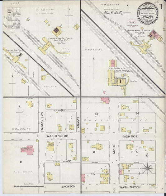Sanborn Fire Insurance Map from Athens, Menard County, Illinois (1894), Sheet #0001 - Complete Map Set gallery image, historic Sanborn map, vintage wall art, Illinois Illinois