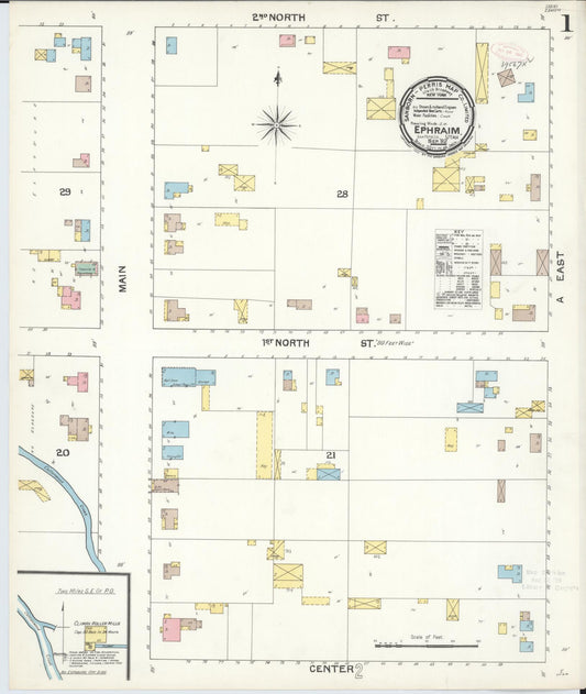 Sanborn Fire Insurance Map from Ephraim, Sanpete County, Utah (1892), Sheet #0001 - Complete Map Set gallery image, historic Sanborn map, vintage wall art, Utah Utah