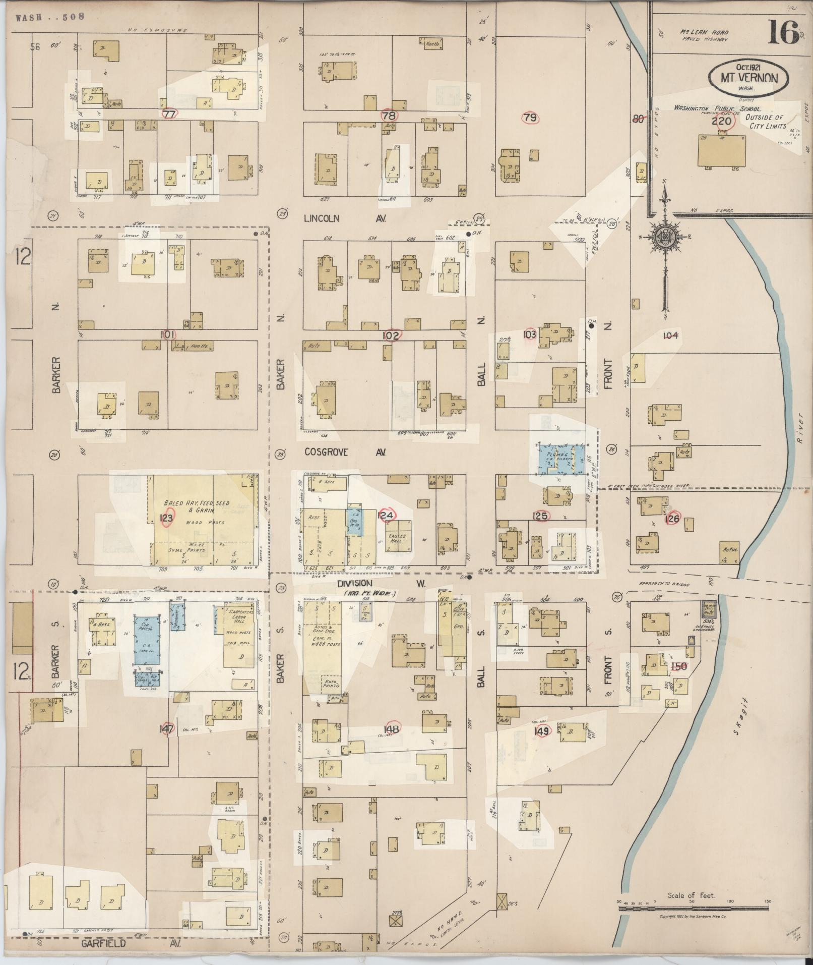 Sanborn Fire Insurance Map from Mount Vernon, Skagit County, Washington (1948), Sheet #0016 - Complete Map Set gallery image, historic Sanborn map, vintage wall art, Washington Washington