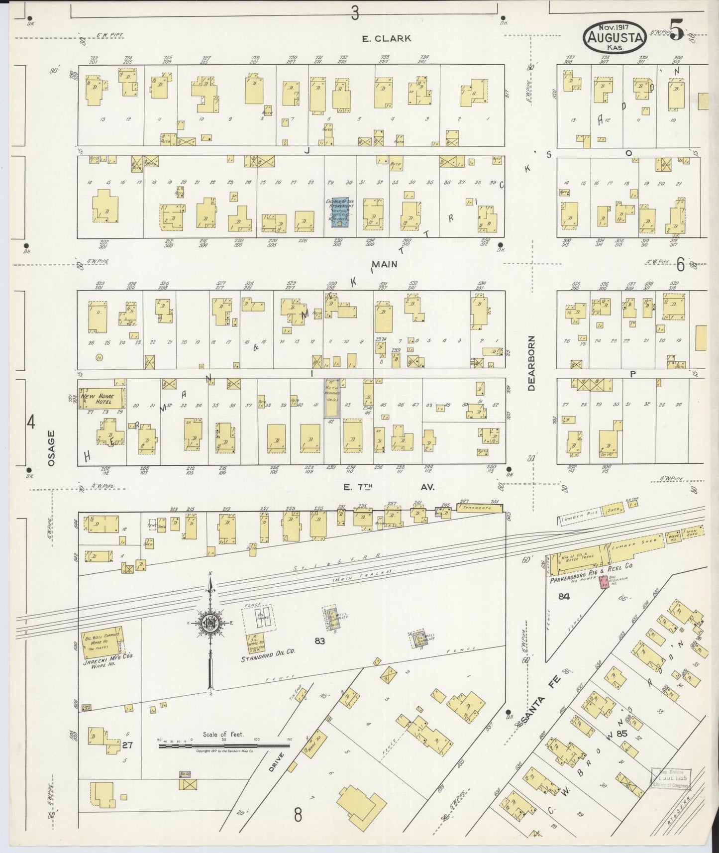 Sanborn Fire Insurance Map from Augusta, Butler County, Kansas (1917), Sheet #0005 - Historic Sanborn Fire Insurance Map Print, vintage old map wall art, antique decor, genealogy gift, Kansas Kansas map