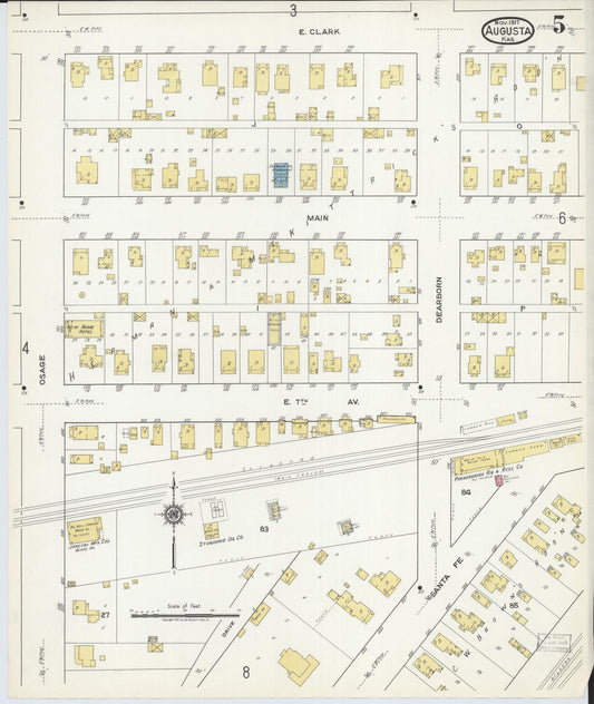 Sanborn Fire Insurance Map from Augusta, Butler County, Kansas (1917), Sheet #0005 - Historic Sanborn Fire Insurance Map Print, vintage old map wall art, antique decor, genealogy gift, Kansas Kansas map