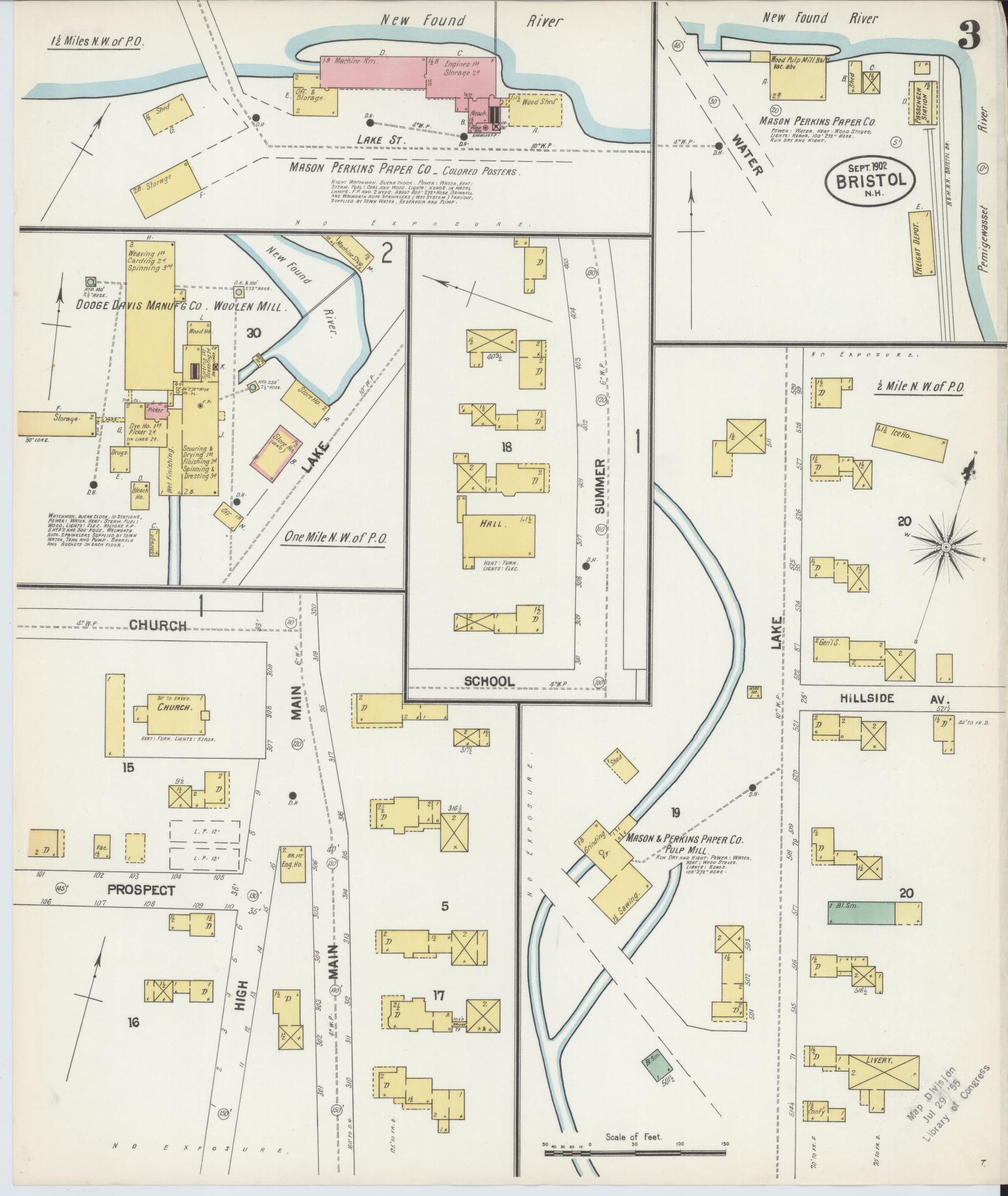 Sanborn Fire Insurance Map from Bristol, Grafton County, New Hampshire (1902), Sheet #0003 - Complete Map Set gallery image, historic Sanborn map, vintage wall art, New Hampshire New Hampshire