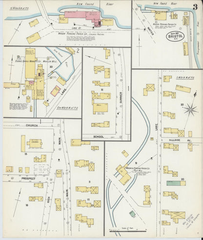 Sanborn Fire Insurance Map from Bristol, Grafton County, New Hampshire (1902), Sheet #0003 - Complete Map Set gallery image, historic Sanborn map, vintage wall art, New Hampshire New Hampshire