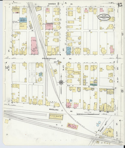 Sanborn Fire Insurance Map from Cambridge, Guernsey County, Ohio (1909), Sheet #0015 - Complete Map Set gallery image, historic Sanborn map, vintage wall art, Ohio Ohio