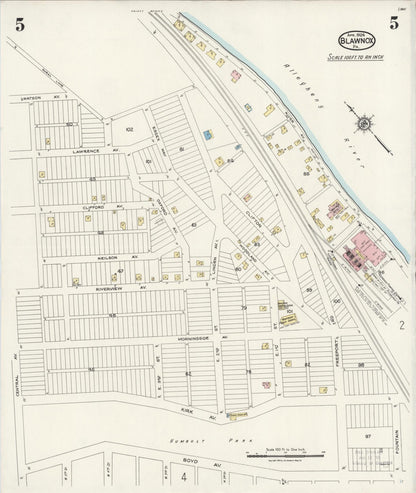 Sanborn Fire Insurance Map from Blawnox, Allegheny County, Pennsylvania (1924), Sheet #0005 - Complete Map Set gallery image, historic Sanborn map, vintage wall art, Pennsylvania Pennsylvania