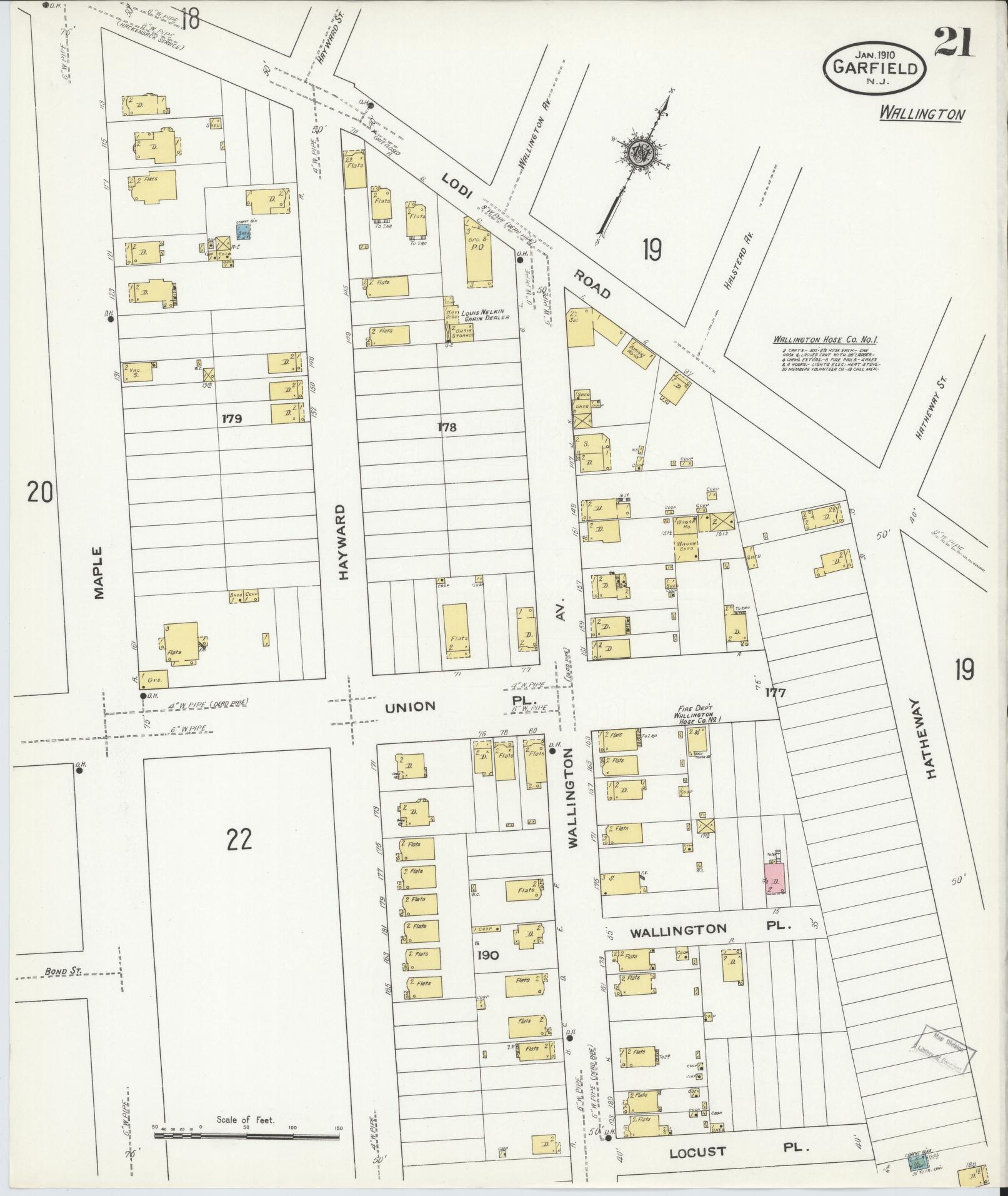 Sanborn Fire Insurance Map from Garfield, Bergen County, New Jersey (1910), Sheet #0021 - Complete Map Set gallery image, historic Sanborn map, vintage wall art, New Jersey New Jersey