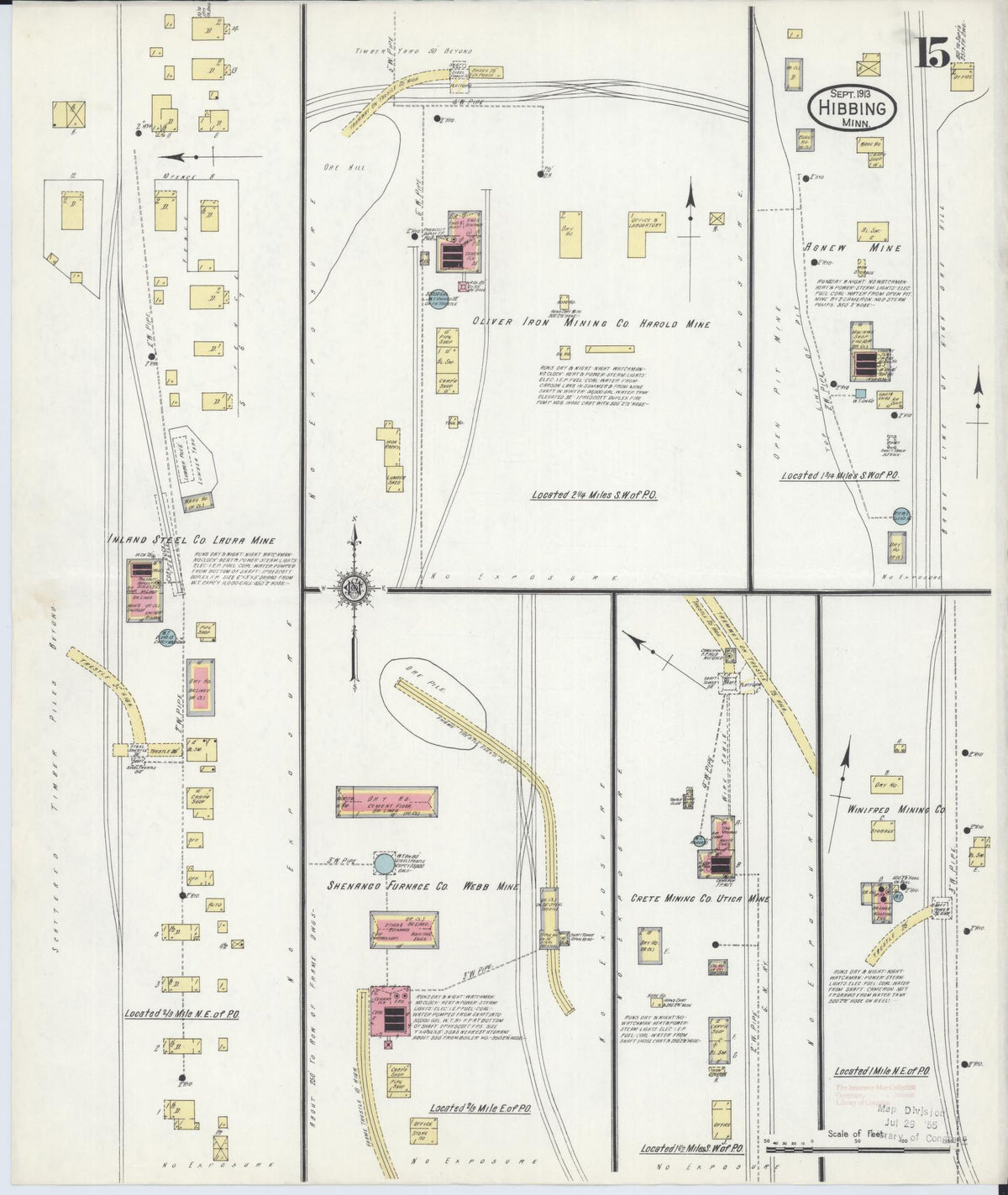 Sanborn Fire Insurance Map from Hibbing, Saint Louis County, Minnesota (1913), Sheet #0015 - Complete Map Set gallery image, historic Sanborn map, vintage wall art, Minnesota Minnesota