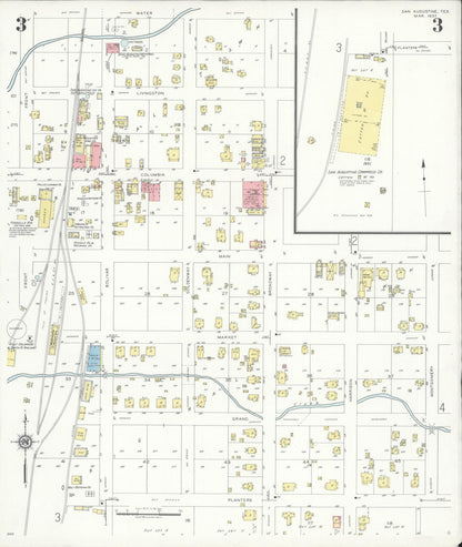 Sanborn Fire Insurance Map from San Augustine, San Augustine County, Texas (1937), Sheet #0003 - Complete Map Set gallery image, historic Sanborn map, vintage wall art, Texas Texas