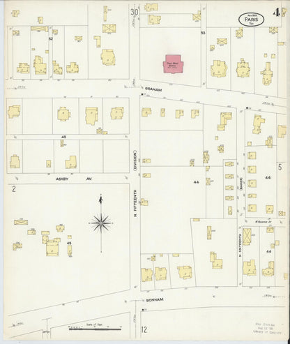 Sanborn Fire Insurance Map from Paris, Lamar County, Texas (1908), Sheet #0004 - Complete Map Set gallery image, historic Sanborn map, vintage wall art, Texas Texas