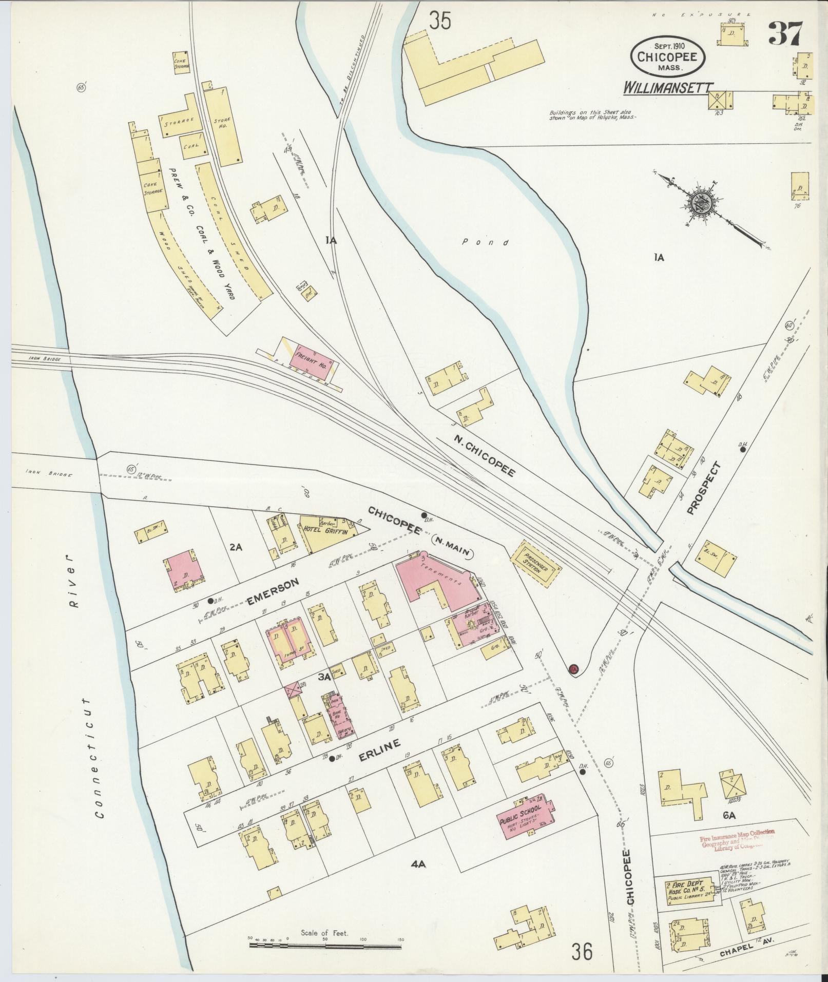 Sanborn Fire Insurance Map from Chicopee, Hampden County, Massachusetts (1910), Sheet #0037 - Complete Map Set gallery image, historic Sanborn map, vintage wall art, Massachusetts Massachusetts