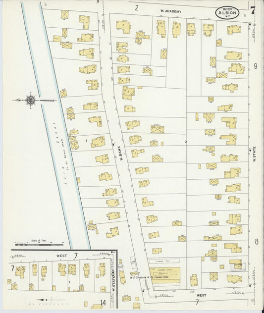 Sanborn Fire Insurance Map from Albion, Orleans County, New York (1911), Sheet #0007 - Historic Sanborn Fire Insurance Map Print, vintage old map wall art, antique decor, genealogy gift, New York New York map