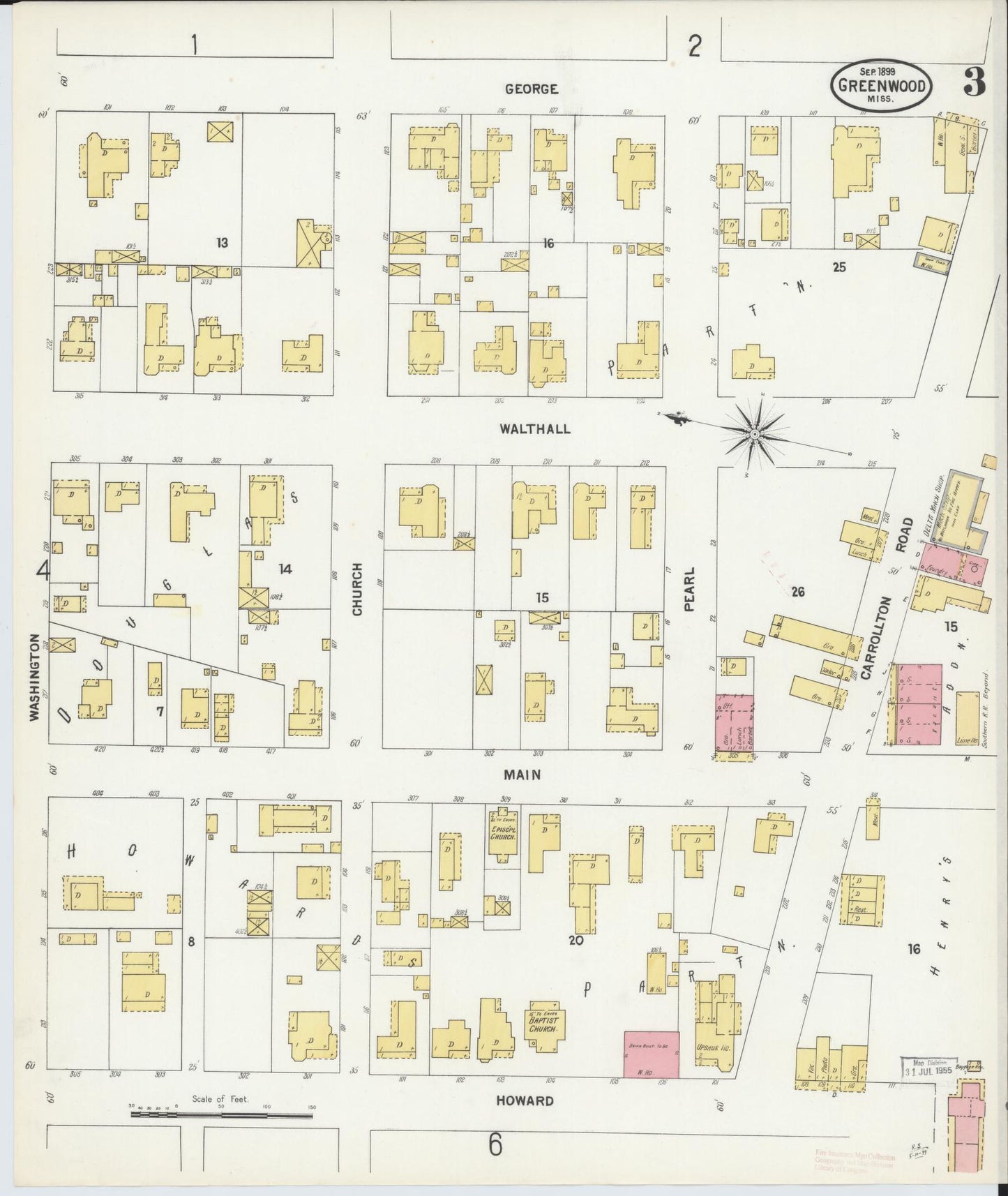 Sanborn Fire Insurance Map from Greenwood, Leflore County, Mississippi (1899), Sheet #0003 - Complete Map Set gallery image, historic Sanborn map, vintage wall art, Mississippi Mississippi