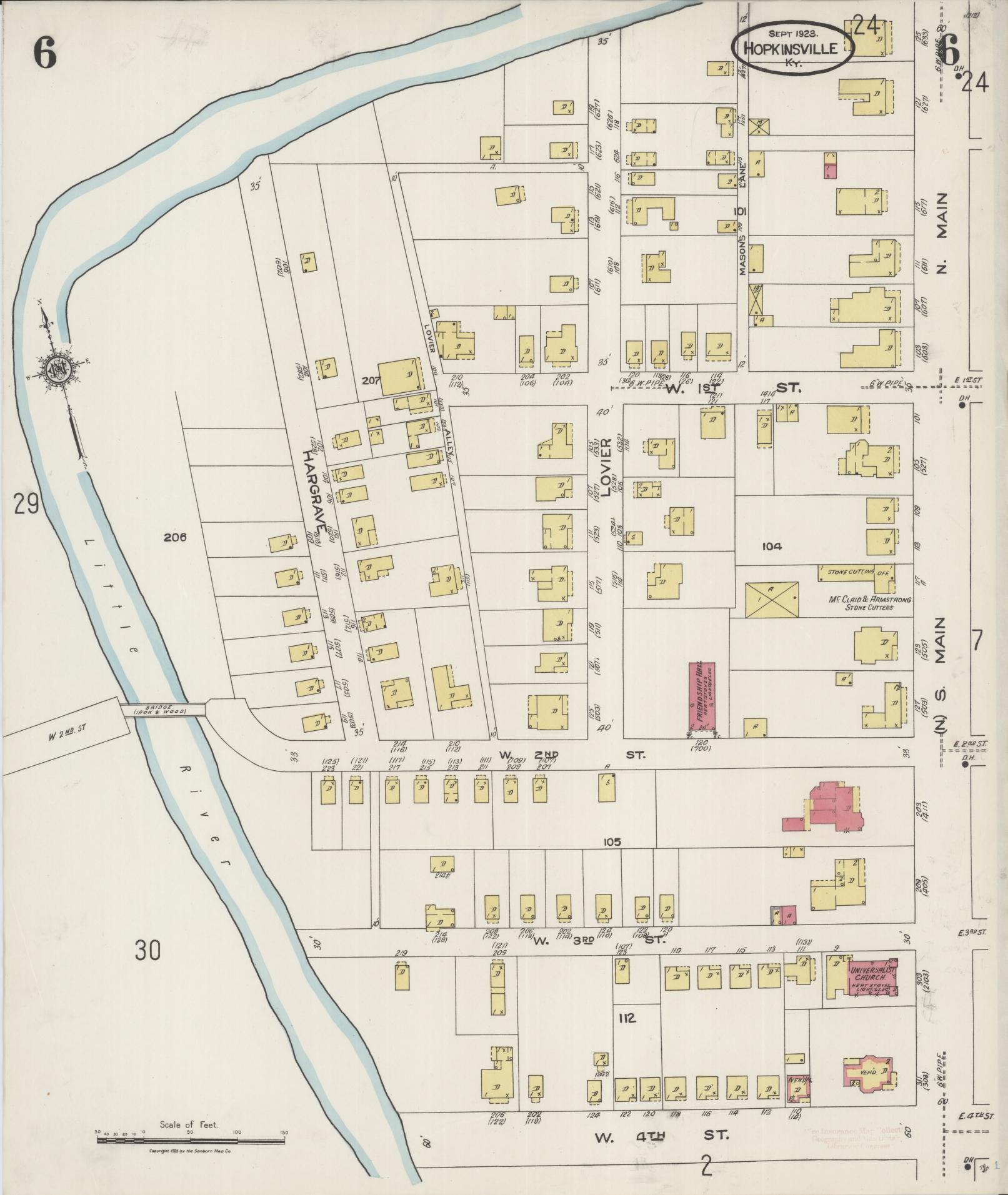 Sanborn Fire Insurance Map from Hopkinsville, Christian County, Kentucky (1923), Sheet #0006 - Complete Map Set gallery image, historic Sanborn map, vintage wall art, Kentucky Kentucky