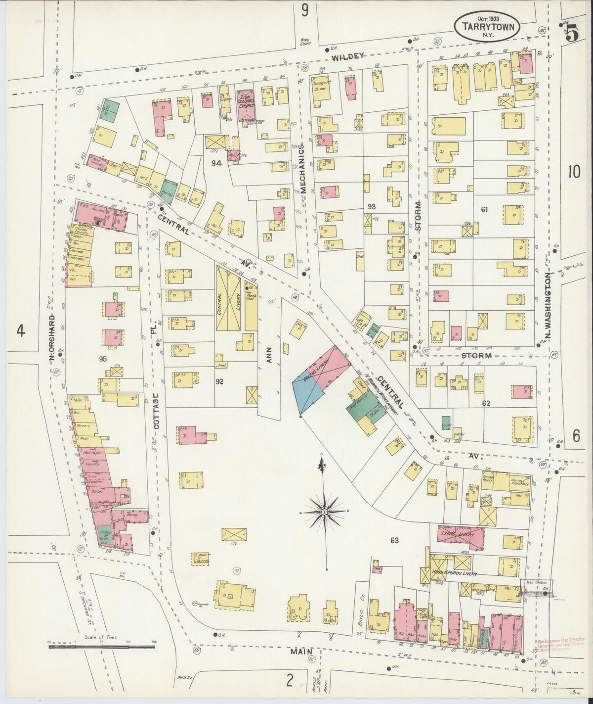 Sanborn Fire Insurance Map from Tarrytown, Westchester County, New York (1903), Sheet #0005 - Historic Sanborn Fire Insurance Map Print, vintage old map wall art, antique decor, genealogy gift, New York New York map