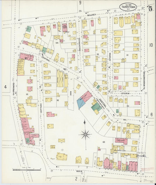 Sanborn Fire Insurance Map from Tarrytown, Westchester County, New York (1903), Sheet #0005 - Historic Sanborn Fire Insurance Map Print, vintage old map wall art, antique decor, genealogy gift, New York New York map
