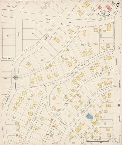 Sanborn Fire Insurance Map from Bend, Deschutes County, Oregon (1917), Sheet #0007 - Complete Map Set gallery image, historic Sanborn map, vintage wall art, Oregon Oregon