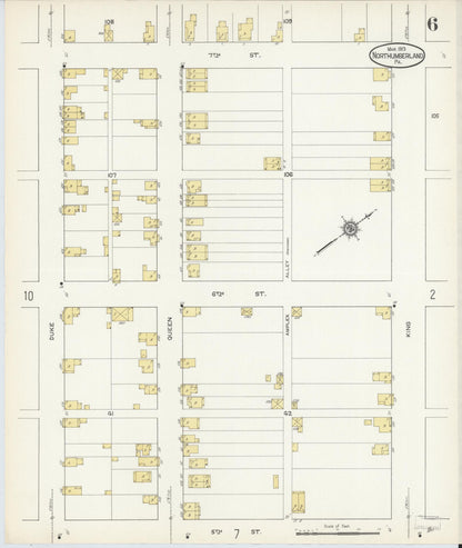 Sanborn Fire Insurance Map from Northumberland, Northumberland County, Pennsylvania (1913), Sheet #0006 - Historic Sanborn Fire Insurance Map Print, vintage old map wall art, antique decor, genealogy gift, Pennsylvania Pennsylvania map